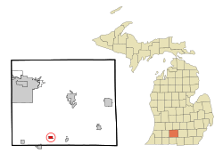 Location of Burlington within Calhoun County, Michigan