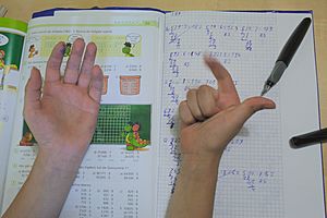 Child calculating with fingers