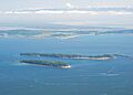 Aerial view of small forested island