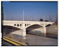 DETAIL VIEW OF SOUTHSIDE OF MAIN STREET BRIDGE CROSSING THE LOS ANGELES RIVER. LOOKING NORTHEAST. - North Main Street Bridge, Los Angeles, Los Angeles County, CA HAER CA-276-6 (CT)
