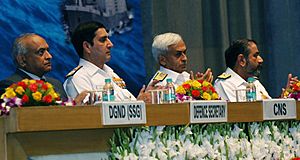 Defence Secretary RK Mathur, and CNS Admiral RK Dhowan during the Golden Jubilee celebration of the DND