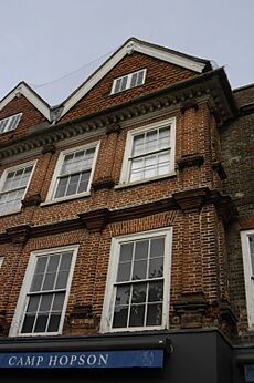 Detail of the facade of 1663, Camp Hopson of Newbury, in 2014