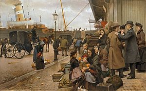 Edvard Petersen - Udvandrere på Larsens Plads (1890)