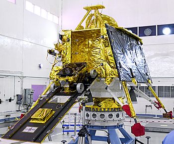GSLV Mk III M1, Chandrayaan-2 - Pragyan rover mounted on the ramp of Vikram lander (cropped).jpg
