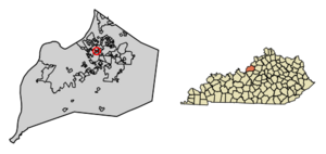 Location of Woodlawn Park in Jefferson County, Kentucky