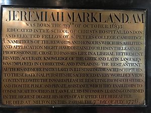 Jeremiah Markland plaque