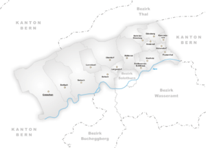 Karte Gemeinden des Bezirks Lebern