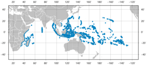 Longnose Butterflyfish Forcipiger longirostris distribution map.png