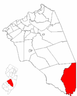 Bass River Township highlighted in Burlington County. Inset map: Burlington County highlighted in the State of New Jersey.