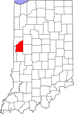 Fountain County's location in Indiana
