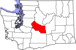 Map of Washington highlighting Kittitas County