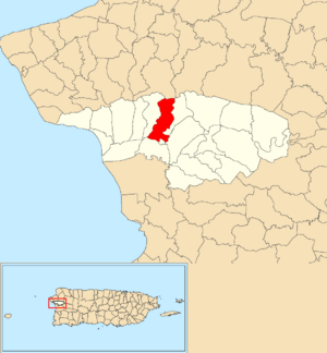 Location of Marías within the municipality of Añasco shown in red