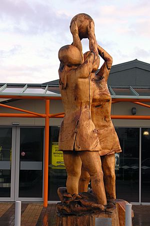 Netball sculpture, Invercargill Airport, Southland, New Zealand, 22 July 2005