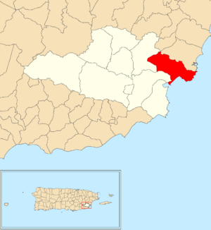 Location of Playa within the municipality of Yabucoa shown in red