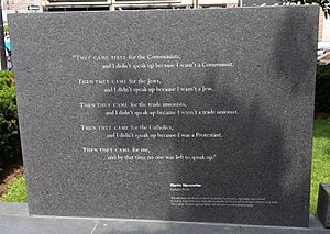 Poem by Martin Niemoeller at the the Holocaust memorial in Boston MA