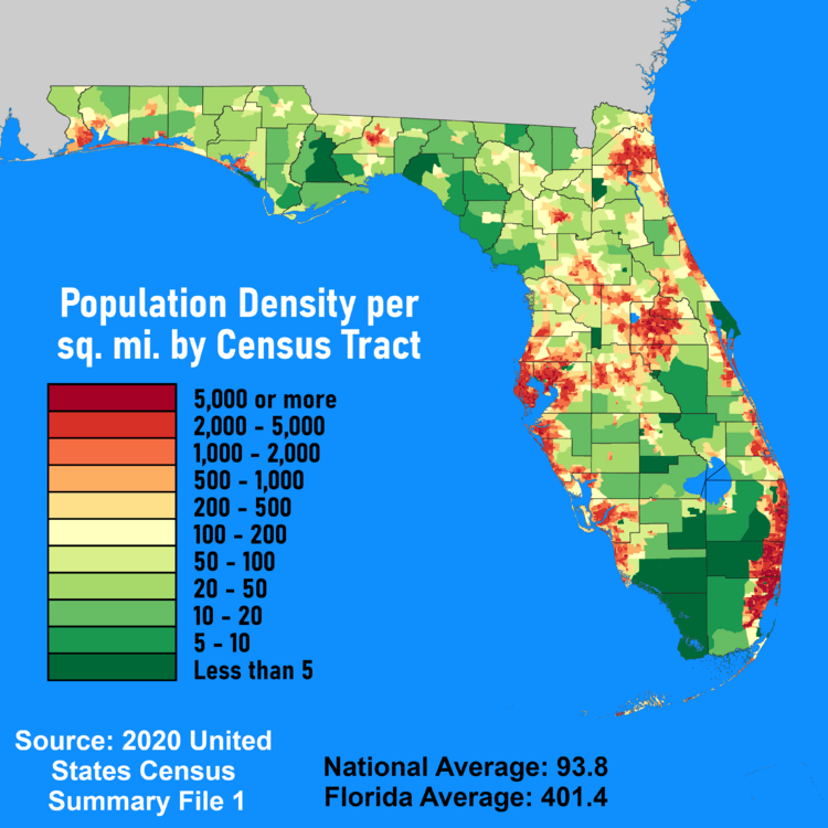 Population Density by Florida Census Tract - 2020 Census