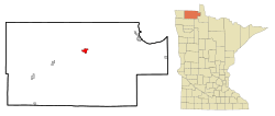 Location within Roseau County and Minnesota