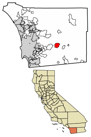 Location of Descanso in San Diego County, California.