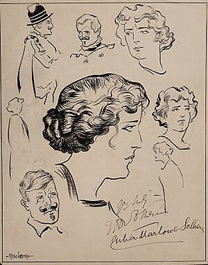 Signed drawing of Julia Marlowe by Manuel Rosenberg for the Cincinnati Post 1919