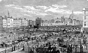 Smithfield Last day of Old Smithfield ILN 1855