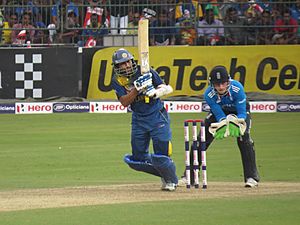 TM Dilshan batting against England on his way to his 18th ODI century