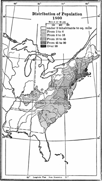 USA population distribution 1800