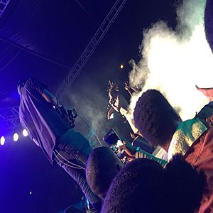 Afrobeats star Burna Boy performing with at Nativeland Concert, Lagos, Nigeria 2016