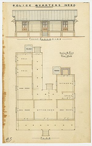 Architectural drawing of the Police Quarters, Nebo, 20 February 1884