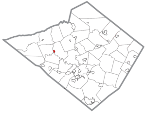 Location of Bernville in Berks County, Pennsylvania.
