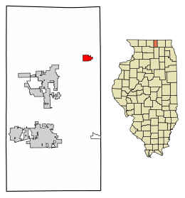 Location of Capron in Boone County, Illinois.