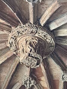 Boss above well-spring at St Winefride's Well