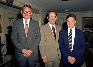 Castle, Thornburgh, and Weinberger at the Pentagon, July 6, 1982