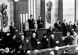 Celal Bayar addresses US Congress, 1954