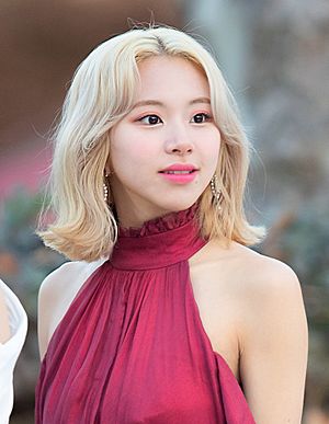 Chaeyoung looks right in a red shirt