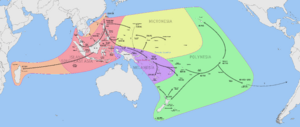 Chronological dispersal of Austronesian people across the Pacific (per Bellwood in Chambers, 2008)