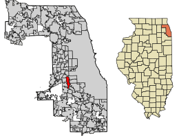 Location of Bridgeview in Cook County, Illinois.