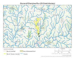 Course of Cherrytree Run (Oil Creek tributary)