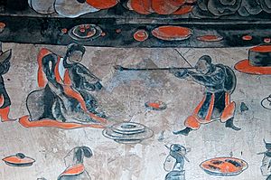 Dahuting mural detail of a dancer, Eastern Han Dynasty