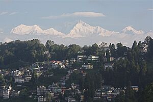 Darjeeling with the Himalayas and the Kangchenjunga in the backdrop