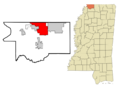 DeSoto County Mississippi Incorporated and Unincorporated areas Southaven Highlighted