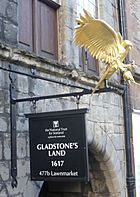 Entrance sign, Gladstone's Land, Lawnmarket, Edinburgh