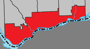 Location of Gatineau (red) with adjacent municipalities