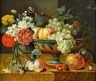 Heem Fruit bowl with flowers