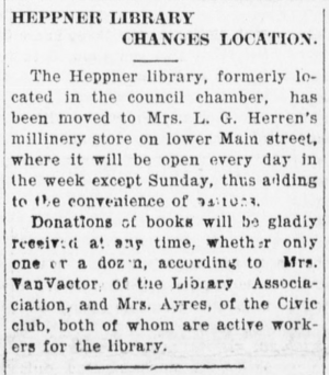 Heppner Library Relocation Notification (Heppner, Oregon)