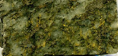 Homestake Mine gold ore, town of Lead, northern Black Hills, western South Dakota (3.6 cm acr.) (14736672692)