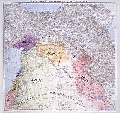 Lawrence of Arabia's map, presented to the Eastern Committee of the War Cabinet in November 1918