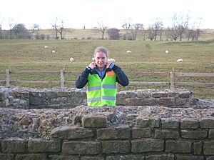 Leahill Turret 51B, volunteer at 'Illuminating Hadrian's Wall' 2010