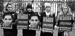 London protest against Saudi Arabia's detention of prisoner of conscience Raif Badawi