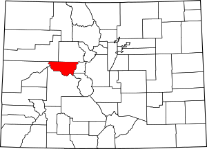 Map of Colorado highlighting Pitkin County