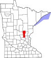 State map highlighting Mille Lacs County